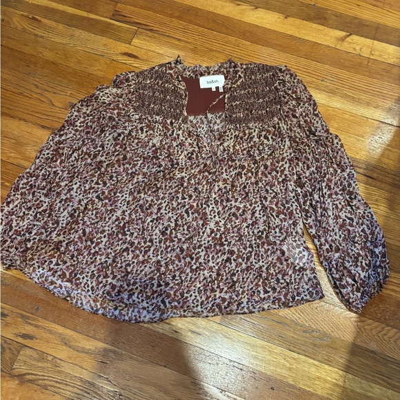 ba&sh Tops - ba&sh Women's Red and Brown Patterned Blouse